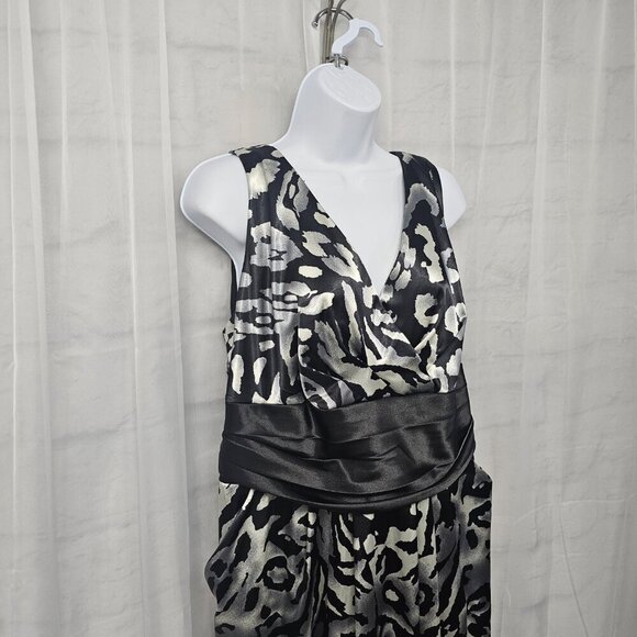 Onyx Nite Black Gray Leopard Cocktail Dress Sleeveless Satin Formal 20W - Picture 4 of 14